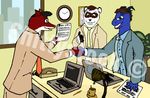  anthro business canine captain_zepto captainzepto coffee computer dragon ferret male mammal mustelid office stock_photography suit watermark wolf 