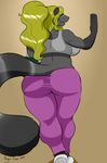  anthro big_breasts big_butt blonde_hair breasts butt chubby clothing digital_media_(artwork) female fur green_eyes grey_fur hair huge_butt long_hair mammal markings milf mother naomi_rasputin nightfaux parent ponytail raccoon shirt side_boob smile socks_(marking) solo tank_top thick_thighs voluptuous yoga_pants 