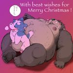  age_difference anal anthro balls bear blush canine christmas dog holidays japanese_text male mammal overweight size_difference steam sweat text translated wantaro 