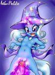  2015 absurd_res anibaruthecat animal_genitalia anthro anthrofied disembodied_penis equine female friendship_is_magic glowing hair hi_res horn horsecock long_hair magic male mammal my_little_pony navel nipples open_mouth penis purple_eyes pussy straight trixie_(mlp) unicorn vein wizard_hat young 