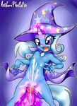  2015 absurd_res anibaruthecat animal_genitalia anthro anthrofied cum disembodied_penis equine female friendship_is_magic glowing hair hi_res horn horsecock long_hair magic male mammal my_little_pony navel nipples open_mouth penis purple_eyes pussy straight trixie_(mlp) unicorn vein wizard_hat young 