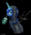  2015 clothing crescent drink female friendship_is_magic headphones hoodie horn looking_at_viewer magic my_little_pony open_mouth princess_luna_(mlp) sakuracheetah solo straw 