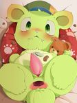  anus blush cookie cub drooling flippy gaping gaping_anus green_eyes happy_tree_friends hat legs_up looking_at_viewer lying male nekokagebevil on_back penis saliva slit solo tapering_penis tears teddy_bear young 