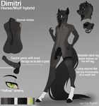  anthro canine dimitri equine erection fur hair hax-the-monster headshot_portrait horse hybrid knot looking_at_viewer male mammal model_sheet nude open_mouth penis piercing portrait smile wolf 