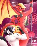 absurd_res anal anthro barebone black_hair blush body_wraps butt butt_grab detailed_backgroundred_eyes dialogue dragon dragon_tail dragon_wings duo erection eyewear felid fluffy glasses hair hand_on_butt hi_res horn hybrid internal_rimming licking male male/male mammal mythological_creature mythological_scalie mythology nude nude_anthro oral pantherine pole red_body rimming rimming_male scales scalie sex spiked_back spiked_tail spikes spikes_(anatomy) spread_butt spreading stripes stripper stripper_pole sull_(sulldfox) sulldfox tail tiger tongue white_body wings yellow_body yellow_eyes