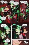 5_fingers anthro anthro_on_anthro boots bottomwear breasts clothed clothed_anthro clothed_female clothed_humanoid clothed_male clothing comic demon dialogue english_text female fingers fish footwear glam_(helluva_boss) glitz_(helluva_boss) gloves green_body green_scales grin group hair handwear hat headgear headwear helluva_boss hi_res horn humanoid humanoid_hands hybrid imp jacket kerchief male male/female mammal marine navel pants red_sclera scales shark shoes sibling_(lore) sister_(lore) sisters_(lore) smile striker_(helluva_boss) swain_(artist) tan_body tan_skin teeth text topwear trio url white_eyes white_hair yellow_eyes