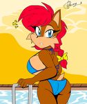  akatsukishiranui-fox anthro big_breasts bikini bipedal breasts chipmunk clothed clothing female mammal rodent sally_acorn sega side_boob skimpy solo sonic_(series) swimsuit 