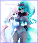  anthro big_breasts blue_nipples breasts crystal_whip duo equine fan_character female hair horn koveliana long_hair looking_at_viewer mammal my_little_pony nipples pussy smile unicorn 