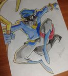  anthro colored_pencil_(artwork) drawing lewysmcdonald&#039;s male mammal raccoon sly_cooper sly_cooper_(series) solo traditional_media_(artwork) 