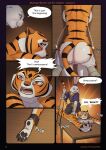 ankles_tied anthro bdsm bondage bound breasts buckteeth butt butt_grab clothed clothing comic dialogue digital_media_(artwork) dominant dominant_male dreamworks duo english_text feet felid female fingers fur furniture genitals hacatiko half-closed_eyes hand_on_butt hands_tied hi_res kung_fu_panda lagomorph larger_female leporid looking_back lying male male/female mammal massage_table master_tigress narrowed_eyes naughty_face naughty_smile nude on_front on_table on_top_of_another open_mouth orange_body pantherine pawpads rabbit size_difference smaller_male smile speech_bubble stripes submissive submissive_female surprise surprised_expression table tail teeth text tiger toes vulva