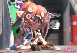 3d_(artwork) animal_humanoid band-aid band-aid_on_arm band-aid_on_cheek band-aid_on_face band-aid_on_knee band-aid_on_leg band-aid_on_nose bandage bandage_on_face bandage_on_nose bottomless cephalopod cephalopod_humanoid clothed clothing convenient_censorship cuff_(restraint) digital_media_(artwork) female footwear hair hi_res humanoid inkling looking_at_viewer marine marine_humanoid mollusk mollusk_humanoid nintendo octarian octoling octoling_girl open_mouth orange_eyes orange_tentacles owo_sfm pseudo_hair restraints shoes solo source_filmmaker_(artwork) splatoon tentacle_hair tentacles topwear wrist_cuffs