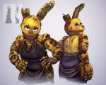 5:4 animatronic anthro black_clothing black_dress blueji clothed clothing crossdressing digital_drawing_(artwork) digital_media_(artwork) dress five_nights_at_freddy&#039;s five_nights_at_freddy&#039;s_3 front_view hands_on_hips hi_res lagomorph leporid looking_at_viewer machine male mammal multiple_poses portrait pose rabbit rear_view robot robot_anthro scottgames shaded simple_background solo springtrap_(fnaf) three-quarter_portrait yellow_body