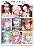  black_hair blonde_hair blunt_bangs boa_hancock brothers commentary_request donquixote_doflamingo donquixote_rocinante earrings evil_smile eyewear_on_head facial_hair fire freckles gear_fifth goatee green_hair hagoromo hat headband heart highres jewelry koby_(one_piece) korean_commentary long_hair looking_at_viewer monet_(one_piece) monkey_d._luffy multiple_drawing_challenge necklace one_piece one_piece:_stampede orange_hat pachi1014813 pearl_necklace pink_eyes pink_hair portgas_d._ace rob_lucci roronoa_zoro scar scar_on_face scar_on_forehead shawl short_hair siblings sideburns sidelocks smile snake_earrings sunglasses sweatdrop topless_male twitter_username veins weapon_in_mouth white_hair 