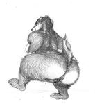  2015 anthro badger big_butt big_thighs bottomless breasts butt clothed clothing female fur half-dressed hindpaw looking_at_viewer looking_back mammal mustelid nude oddwilds overweight paws pencil_(artwork) pussy side_boob sketch smile solo spread_legs spreading traditional_media_(artwork) wide_hips 