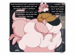 abdominal_bulge belly big_belly big_breasts breasts canid canine churn clothing digestion english_text female fox fox_tail fur group gynomorph_(lore) hi_res highlights_(coloring) huge_belly jade_(piequals3) kingcreep105 mammal onomatopoeia pink_body pink_fur pink_nose red_highlights shirt solo sound_effects star_trek taur taur_double_vore text topwear vore yellow_clothing yellow_shirt yellow_topwear zero_gravity