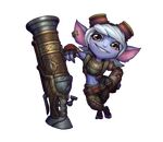  alpha_channel blue_skin clothed clothing ear_piercing eyewear female goggles gun hair ironstylus league_of_legends midriff navel official_art piercing plain_background ranged_weapon smile solo transparent_background tristana video_games weapon white_hair yellow_eyes yordle 