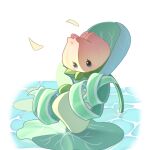  blue_eyes face-to-face falling_petals flower highres leaf lily_(flower) lily_pad looking_at_another no_humans no_mouth petals pink_flower plant plant_focus plants_vs._zombies plants_vs._zombies_2 plants_vs._zombies_2_(chinese) power_lily princess_spring_grass sidelighting simple_background solid_oval_eyes veghia water yellow_petals 