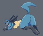  3_toes all_fours anus ass_up blue_fur blush breasts butt canine elapid female fur inviting looking_back lucario mammal nintendo nude paws plain_background pok&eacute;mon presenting presenting_hindquarters pussy pussy_juice raised_tail red_eyes side_boob solo toes video_games 