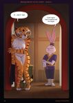 after_sex anthro areola bodily_fluids bottomwear breasts clothed clothing comic dialogue digital_media_(artwork) dreamworks duo english_text eyes_closed feet felid female fingers fur genital_fluids genitals hacatiko hi_res holding_clothing holding_object kung_fu_panda lagomorph larger_female leporid male male/female mammal master_tigress nipples nude orange_body pantherine pants rabbit size_difference smaller_male smile speech_bubble standing stripes tail teeth text tiger toes topwear vulva