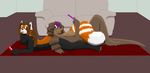  anthro bella duo female girly greyfox inside leon lineless male mammal mustelid nude otter red_panda simple_background straight 