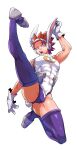  1boy abs absurdres animal_ears archived_source ass bare_shoulders boku_no_hero_academia bulge cosplay crescent_print crossdressing full_body fur_collar gloves highres kirishima_eijiro large_pectorals leg_up leotard looking_at_viewer male_focus mirko mirko_(cosplay) muscular muscular_male open_mouth pectorals purple_thighhighs rabbit_ears rabbit_tail red_hair sato_unta sharp_teeth short_hair simple_background sleeveless sleeveless_turtleneck sleeveless_turtleneck_leotard solo spiked_hair superhero_costume tail taut_leotard teeth thick_thighs thighhighs thighs tongue turtleneck turtleneck_leotard veins veiny_arms white_background white_gloves white_leotard 