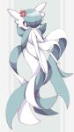  anger_vein bob_cut colored_skin curled_up dress gardevoir green_hair green_skin highres multicolored_skin narumiya_pkmn pink_eyes pokemon pokemon_(creature) signature simple_background tears two-tone_skin white_dress white_skin 