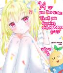  1girl arisuuuuu.1436 birthday blonde_hair funasshii happy_birthday highres hugging_own_legs mimi(arisuuuuu1436) original 