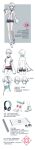  1girl belt black_shorts blue_eyes boots chinese_text crop_top flat_chest headset highres jacket long_sleeves multiple_views red_belt reference_sheet short_hair short_shorts shorts tachi-e tall_image tomboy watermark white_boots wide_sleeves yanhe yanhe_v3 