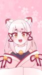  1girl absurdres animal_ears artist_request bad_source black_bodysuit body_freckles bodysuit bow breasts commission fang fox_ears fox_girl fox_tail freckles frills fur_collar gohei hair_between_eyes hair_bow hair_ornament hair_ribbon highres indie_virtual_youtuber japanese_clothes kagari_kitsune large_breasts long_hair long_sleeves messy_hair multicolored_hair nontraditional_miko pink_hair red_ribbon ribbon sidelocks simple_background skeb_commission skirt sleeves_past_fingers sleeves_past_wrists slit_pupils tail virtual_youtuber white_hair yellow_eyes 