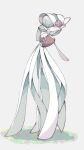  bob_cut bonnet closed_eyes colored_skin dress flower gardevoir gardevoir_(fashionable) green_hair green_skin hair_over_one_eye hat hat_flower heart highres multicolored_skin narumiya_pkmn pokemon pokemon_(creature) pokemon_unite two-tone_skin white_dress white_skin 