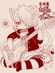  anthro cat clothing duo feline female guitar japanese_text kemono legwear mammal monochrome mouse music musical_instrument rodent stockings text translated unknown_artist 