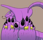  2015 5_toes anthro claws cobra female green_eyes hood human_feet jewelry looking_at_viewer looking_back nintendo pok&eacute;mon reptile scalie sebrina_arbok smile snake toe_ring toes tongue tongue_out video_games zp92 