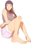  1girl bare_shoulders barefoot hime_cut hyuuga_hinata light_blush long_hair looking_at_viewer naruto:_the_last naruto_(series) pink_shorts purple_hair purple_sweater shorts simple_background sketch sleeveless sleeveless_sweater solo sweater toes turtleneck turtleneck_sweater white_background white_eyes zifletts 