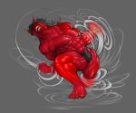 action_pose anthro bottomwear clothing eccentricspider equid equine feet hair hi_res horse loincloth male mammal motion_lines muscular muscular_anthro muscular_male nipples pose punch red_body simple_background solo