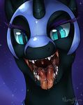  2015 blue_eyes drooling equine female friendship_is_magic helmet hi_res horn looking_at_viewer mammal mouth_shot my_little_pony nightmare_moon_(mlp) nummynumz open_mouth saliva solo teeth tongue tongue_out unicorn 