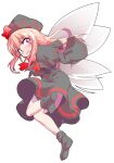  1girl alphes_(style) black_capelet black_dress black_hat black_socks black_wings blonde_hair blush bobby_socks bow bowtie capelet commentary_request crying crying_with_eyes_open dairi dress fairy fairy_wings full_body grey_wings hair_between_eyes hat hat_bow large_variant_set lily_black lily_white long_hair long_sleeves no_shoes open_mouth parody red_bow red_bowtie red_eyes sidelocks socks solo style_parody tachi-e tears touhou transparent_background variant_set wide_sleeves wings 
