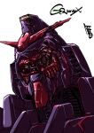  absurdres after_battle alternate_universe bullet_hole commentary_request damaged earth_federation gundam gundam_gquuuuuux highres machinery mecha mecha_focus mobile_suit nanziwakamika23 no_humans portrait psycho_gundam_(gquuuuuux) robot science_fiction signature spoilers title upper_body v-fin white_background 