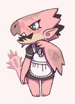  animal_crossing anthro blush capcom crossover female flying_wyvern looking_back maid maid_uniform monster_hunter nintendo open_mouth pink_rathian rathian solo unknown_artist video_games wyvern 