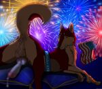 4th_of_july absurd_res american_flag anatomically_correct anatomically_correct_anus anatomically_correct_genitalia anatomically_correct_penis animal_genitalia animal_penis anus balls bandit_(holidaypup) bodily_fluids canid canine canine_genitalia canine_penis canis digital_media_(artwork) domestic_dog dripping erection feral fireworks flag flag_(object) fur genital_fluids genitals hi_res holding_object holidaypup holidays knot leaking_precum looking_at_viewer lying male mammal night on_front penis penis_backwards pillow precum precum_drip precum_string raised_tail smile solo tail united_states_of_america