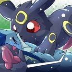  &lt;3 animal_genitalia black_fur black_nose blue_fur canine canine_penis censored cum cute duo eeveelution erection eyes_closed female feral fur knot male male_on_top mammal nintendo penis pok&eacute;mon pussy red_eyes straight tamaryu tongue umbreon vaporeon video_games 