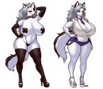 alpha_channel anthro big_breasts biped blazbaros blush breasts canid canid_demon canine clothed clothing demon eyebrows eyelashes female fingers hair hellhound helluva_boss hi_res huge_breasts legwear looking_at_viewer loona_(helluva_boss) mammal multicolored_body mythological_canine mythological_creature mythology nipple_tape pasties pupils solo tape thick_thighs thigh_highs three-quarter_view