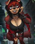  absurd_res alternative_fashion angusburgers anthro canid canine ear_piercing female goth hi_res mammal piercing solo tagme 