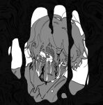  1boy abstract_background alien_stage blood blood_on_face collared_shirt crying crying_with_eyes_open itokin0 luka_(alien_stage) male_focus shirt short_hair solo tears very_short_hair 