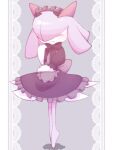  alternate_color closed_eyes clothed_pokemon colored_skin dress frilled_hairband frills grey_background hair_over_one_eye hairband horns kirlia multicolored_skin narumiya_pkmn parted_lips pink_hair pink_skin pokemon pokemon_(creature) sidelocks signature two-tone_skin white_skin 