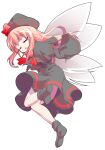  1girl alphes_(style) black_capelet black_dress black_hat black_socks black_wings blonde_hair bobby_socks bow bowtie capelet closed_eyes commentary_request crying dairi dress fairy fairy_wings full_body grey_wings hair_between_eyes hat hat_bow large_variant_set lily_black lily_white long_hair long_sleeves no_shoes parody parted_lips red_bow red_bowtie sidelocks socks solo style_parody tachi-e tears touhou transparent_background variant_set wide_sleeves wings 