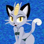 alolan_form alolan_meowth anthro anxietyfilledfluf clothing fangs female generation_7_pokemon nintendo open_mouth pokemon pokemon_(species) regional_form_(pokemon) solo swimwear teeth two-piece_swimsuit