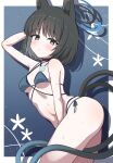  animal_ear_fluff animal_ears ass bikini black_bikini black_choker black_eyes black_hair blue_archive blue_bikini breasts bright_pupils cat_ears cat_girl choker criss-cross_halter gradient_halo gradient_tail halo halterneck highres kikyou_(blue_archive) kikyou_(swimsuit)_(blue_archive) layered_bikini looking_at_viewer multicolored_halo multiple_tails official_alternate_costume short_hair side-tie_bikini_bottom swimsuit tail two_tails yuchiberu 