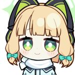  &gt;:) 1girl animal_ear_headphones animal_ears animated animated_gif aqua_jacket blonde_hair blue_archive blunt_bangs blunt_ends blush_stickers bow bright_pupils cat_ear_headphones cat_ears chunye_haruya closed_mouth commission dot_nose fake_animal_ears gloves green_bow green_eyes green_halo hair_bow halo headphones jacket leaning_in looking_at_viewer low-tied_sidelocks lowres midori_(blue_archive) midori_(winter)_(blue_archive) missing_commentary official_alternate_costume scarf second-party_source shaded_face short_hair sidelocks simple_background smile smirk solo text_print transparent_background upper_body v-shaped_eyebrows white_pupils white_scarf winter_clothes 