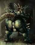 anus asylum_demon balls beady_eyes big_butt butt dark_souls demon digital_media_(artwork) fromsoftware genitals green_body hi_res holding_key holding_object humanoid inside key looking_at_viewer male male_humanoid perineum puffy_anus rear_view red_eyes satanic_monkey solo species_request standing tail white_anus white_balls