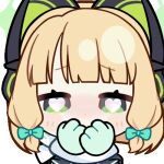 1girl animal_ear_headphones animal_ears animated animated_gif aqua_jacket blonde_hair blue_archive blunt_bangs blunt_ends blush blush_stickers bow bright_pupils cat_ear_headphones cat_ears chunye_haruya commission covered_mouth covering_own_mouth dot_nose fake_animal_ears gloves green_bow green_eyes green_gloves green_halo hair_bow half-closed_eyes halo hand_over_own_mouth headphones heart heart-shaped_pupils jacket looking_at_viewer looping_animation low-tied_sidelocks lowres midori_(blue_archive) midori_(winter)_(blue_archive) missing_commentary official_alternate_costume opening_eyes portrait scarf second-party_source short_hair sidelocks simple_background solo symbol-shaped_pupils text_print transparent_background white_pupils white_scarf winter_clothes 